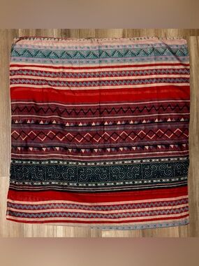 Red/Maroon Aztec Print Sheer Infinity Scarf